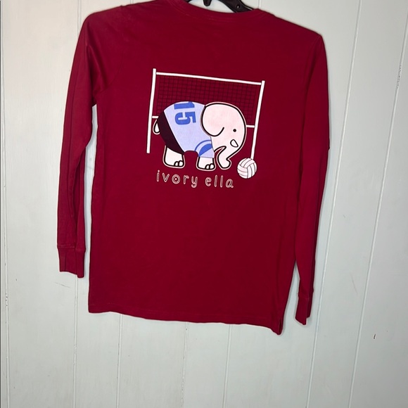 Ivory Ella Fitted Red Long Sleeve T-Shirt - Picture 3 of 4